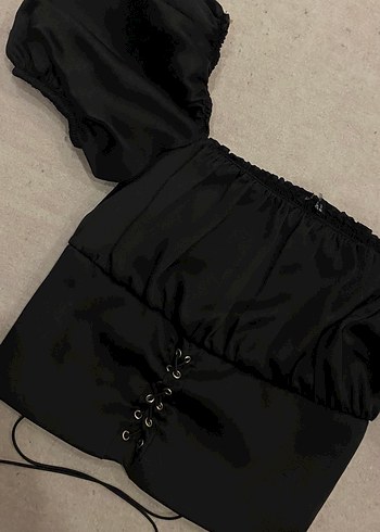 Siyah Mini korseli Bluz - Görsel 4