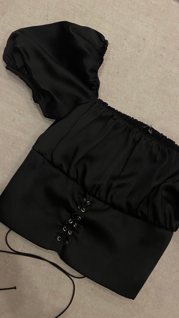 Siyah Mini korseli Bluz - Görsel 4
