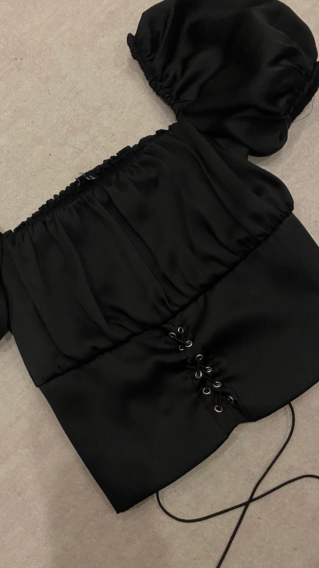 Siyah Mini korseli Bluz - Görsel 2