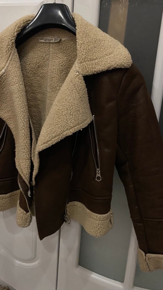 Kahverengi Süet Kürklü Kadın Ceket - Görsel 3