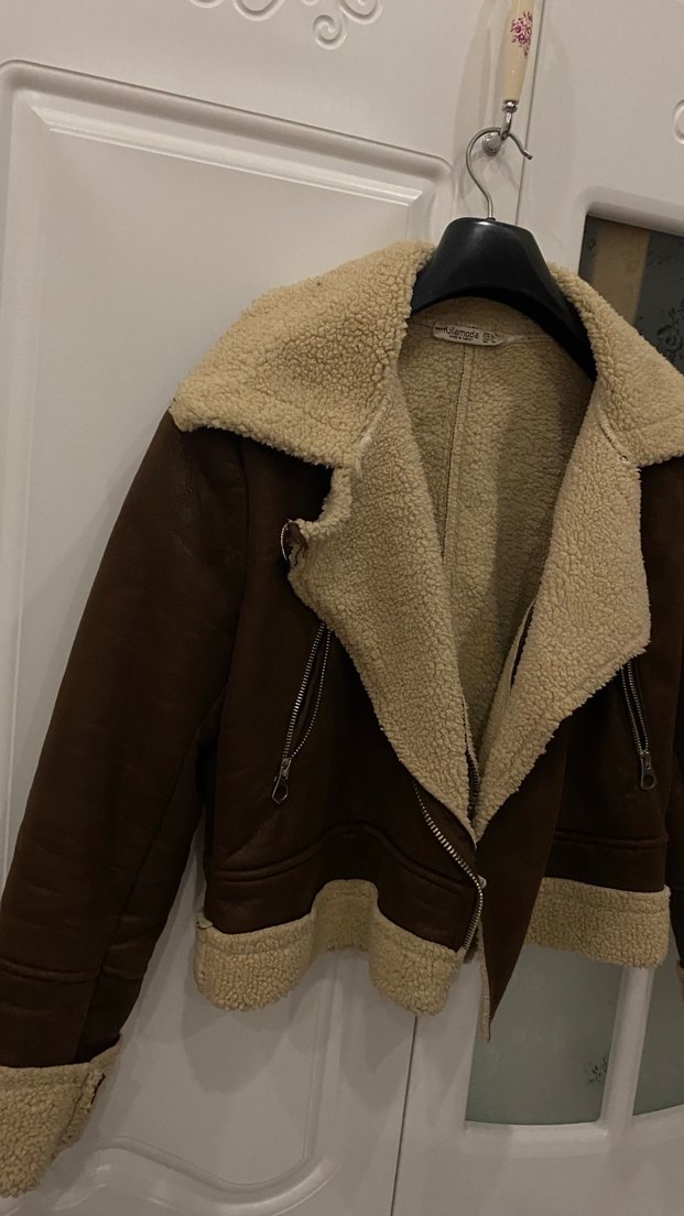 Kahverengi Süet Kürklü Kadın Ceket - Görsel 2
