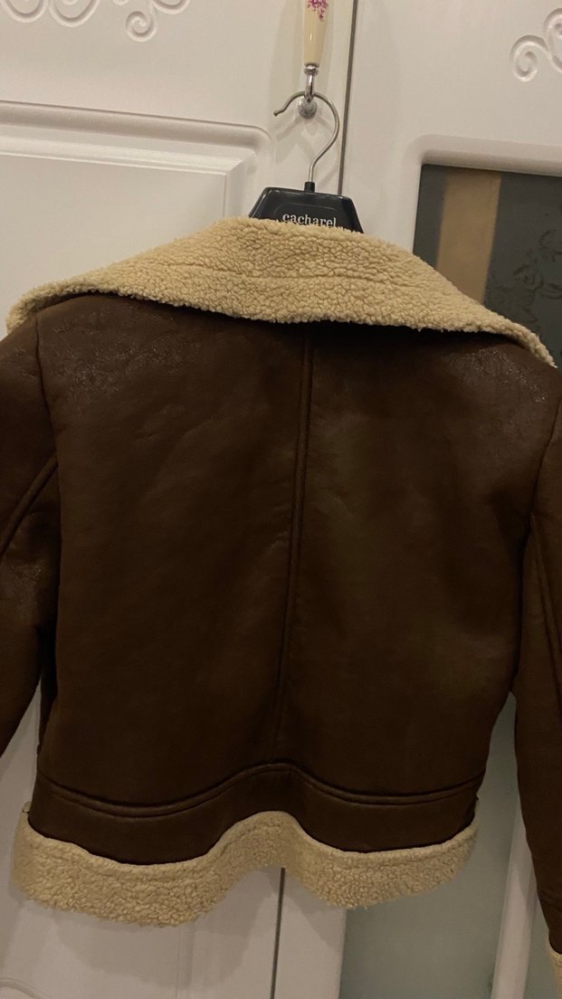 Kahverengi Süet Kürklü Kadın Ceket - Görsel 4