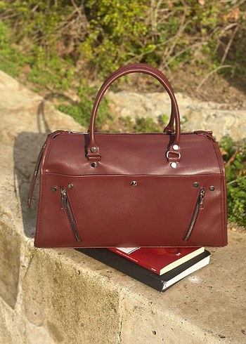 Fermuarlı Siyah Deri Gotik Kadın Çanta - Görsel 6