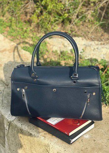 Fermuarlı Siyah Deri Gotik Kadın Çanta - Görsel 4