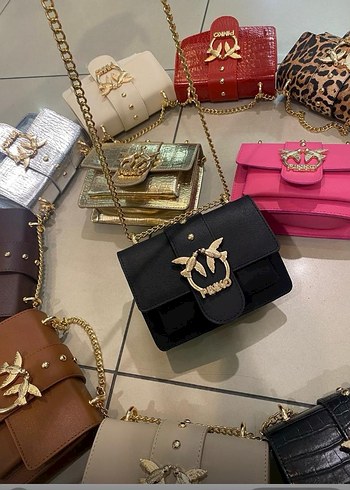 PINKO Siyah Deri Omuz Çantası - Görsel 5