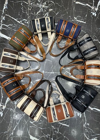 Kadın Mavi Deri Fermuarlı El Çantası - Görsel 5