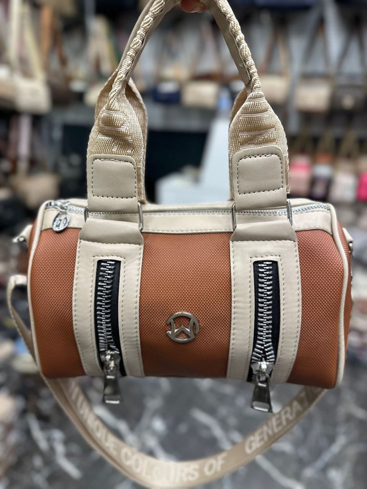 Kadın Mavi Deri Fermuarlı El Çantası - Görsel 3