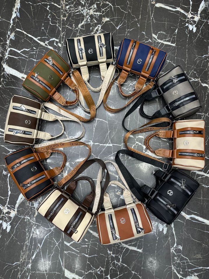 Kadın Mavi Deri Fermuarlı El Çantası - Görsel 5