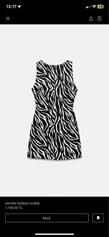 ZARA ZEBRA DESENLİ ELBİSE