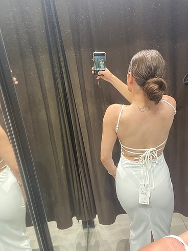 Zara ZARA DRAPELİ SIRT DEKOLTELİ BEYAZ ELBİSE