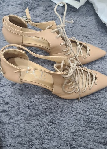 Bej Kadın Stiletto Fermuarlı Ayakkabı - Görsel 5