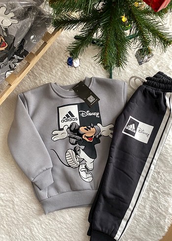 Gri Mickey Baskılı Adidas Eşofman Takımı