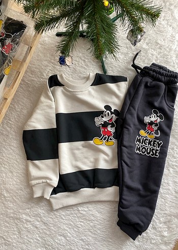 Mickey Mouse Erkek Bebek Gri Sweatshirt Takımı