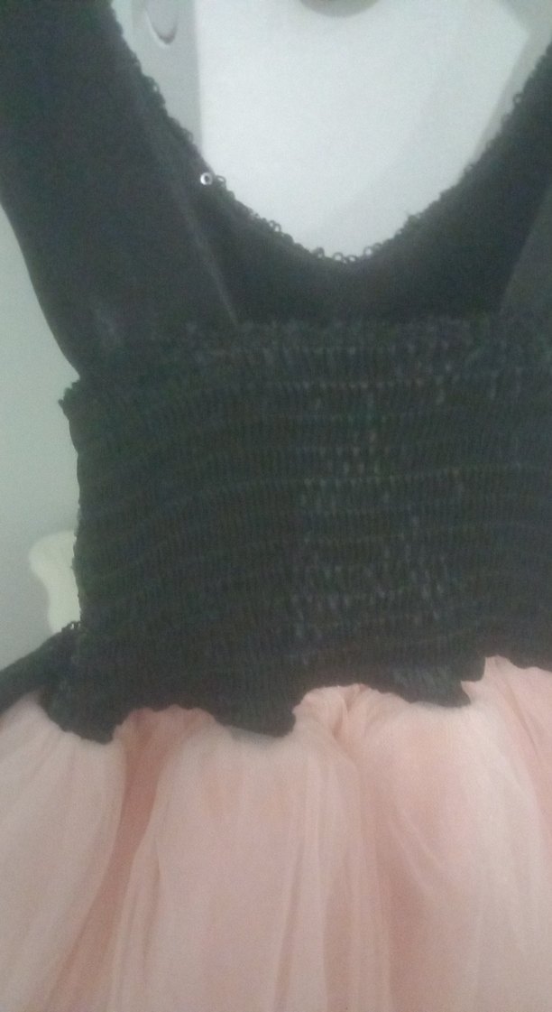 Kız Çocuk Siyah Nakışlı Fırfırlı Elbise - Görsel 4