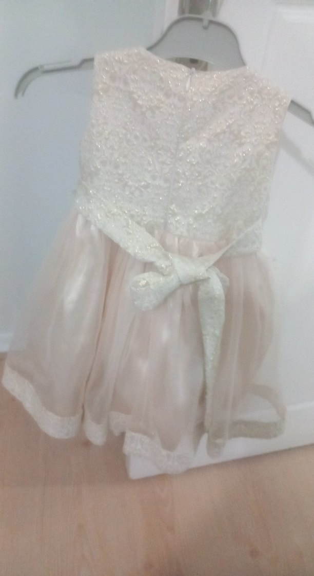 Kız Çocuk Beyaz Dantel İşlemeli Elbise - Görsel 4