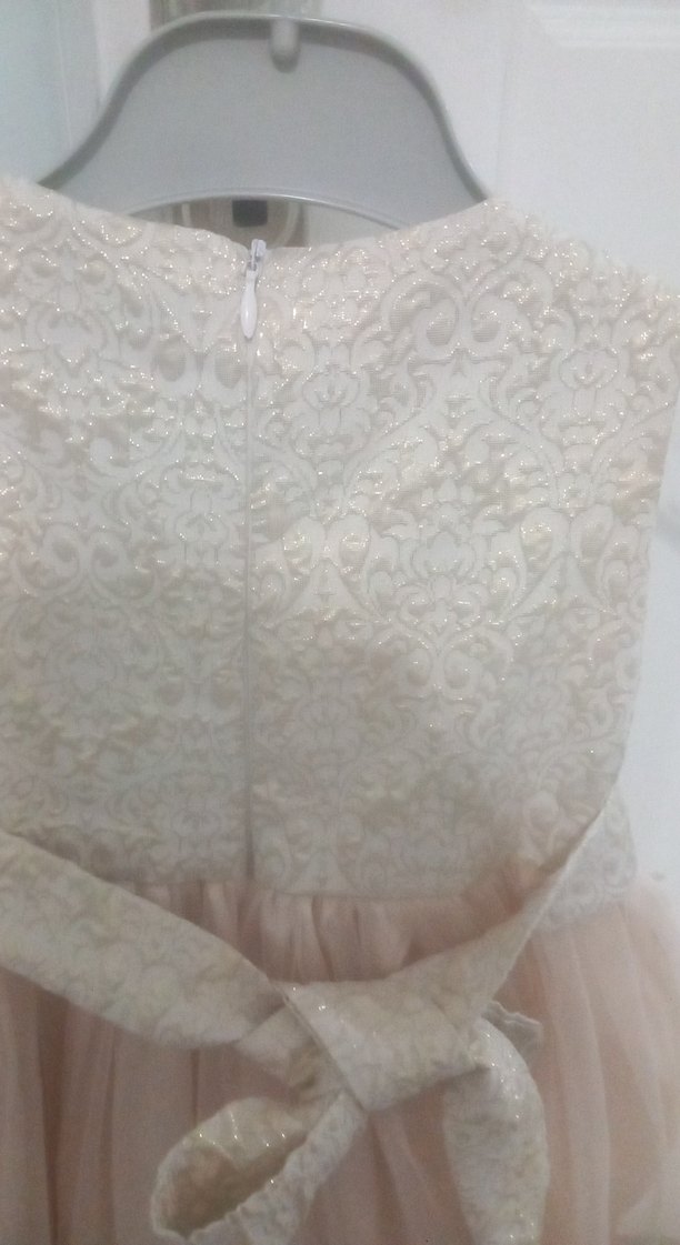 Kız Çocuk Beyaz Dantel İşlemeli Elbise - Görsel 5