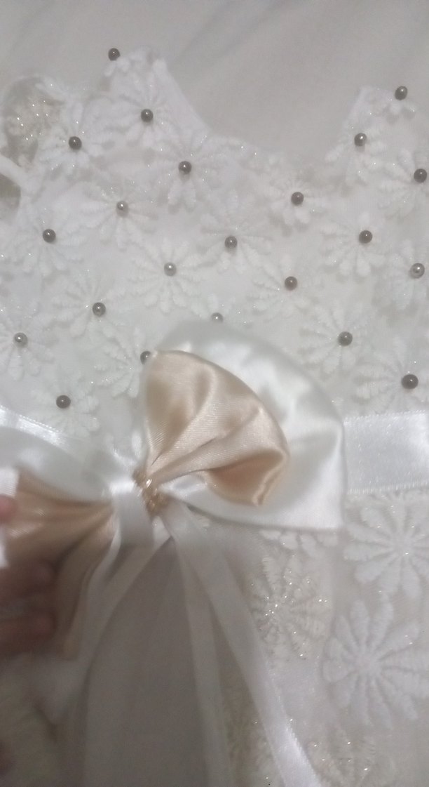 Kız Çocuk Beyaz Nakışlı Fırfırlı Elbise - Görsel 2