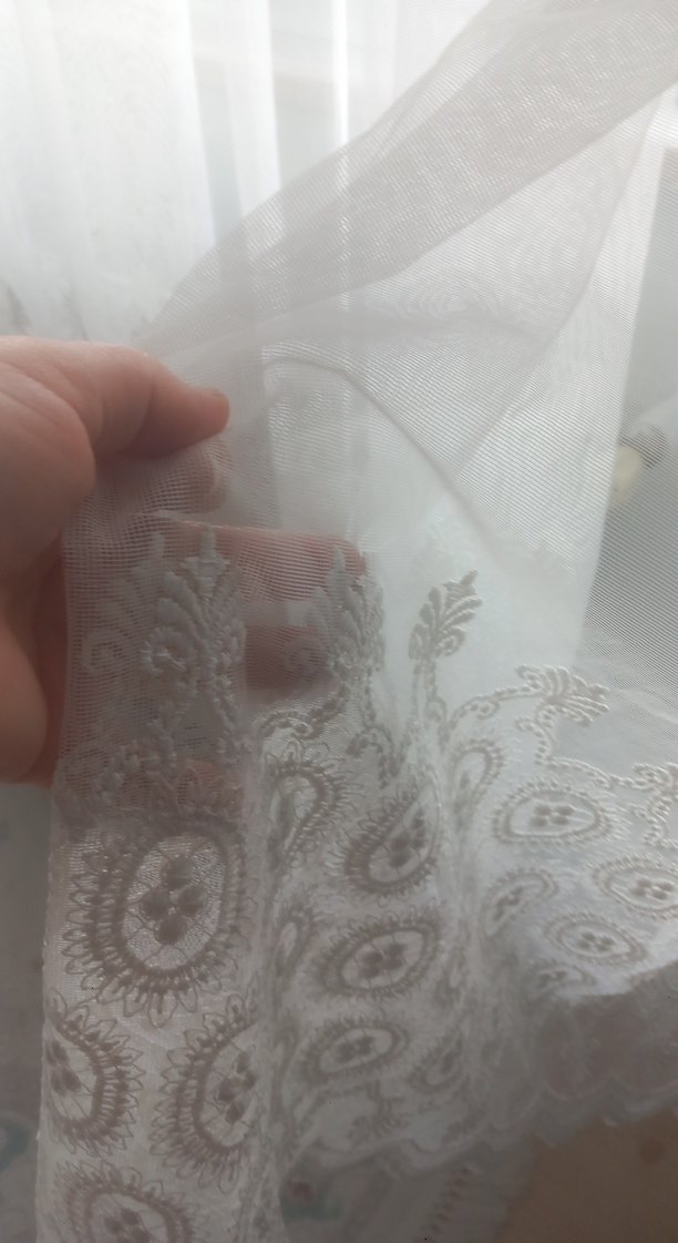 Gri Desenli Beyaz Tül Perde - Görsel 4