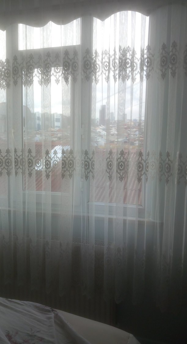 Gri Desenli Beyaz Tül Perde - Görsel 3