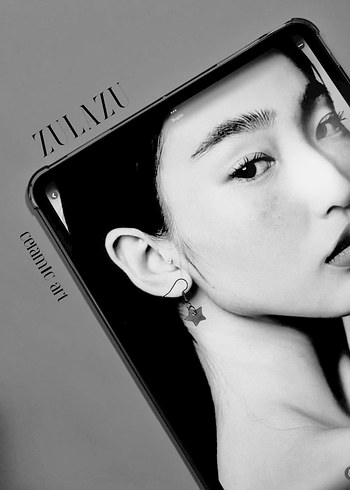 Mavi beyaz tonda Yıldız Minimal Küpe - Görsel 3