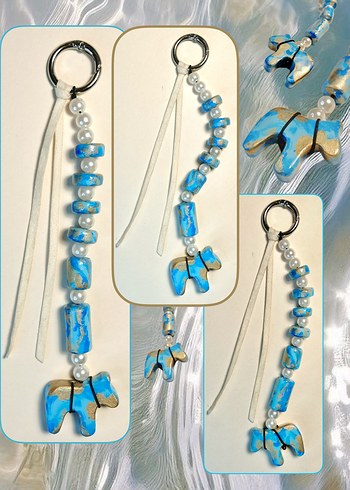 Turkuaz Boncuklu Bohem Anahtarlık - Görsel 2