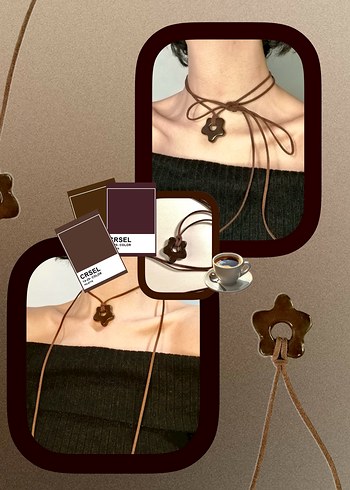 Kahverengi Bohem Kadın Kolye - Görsel 2