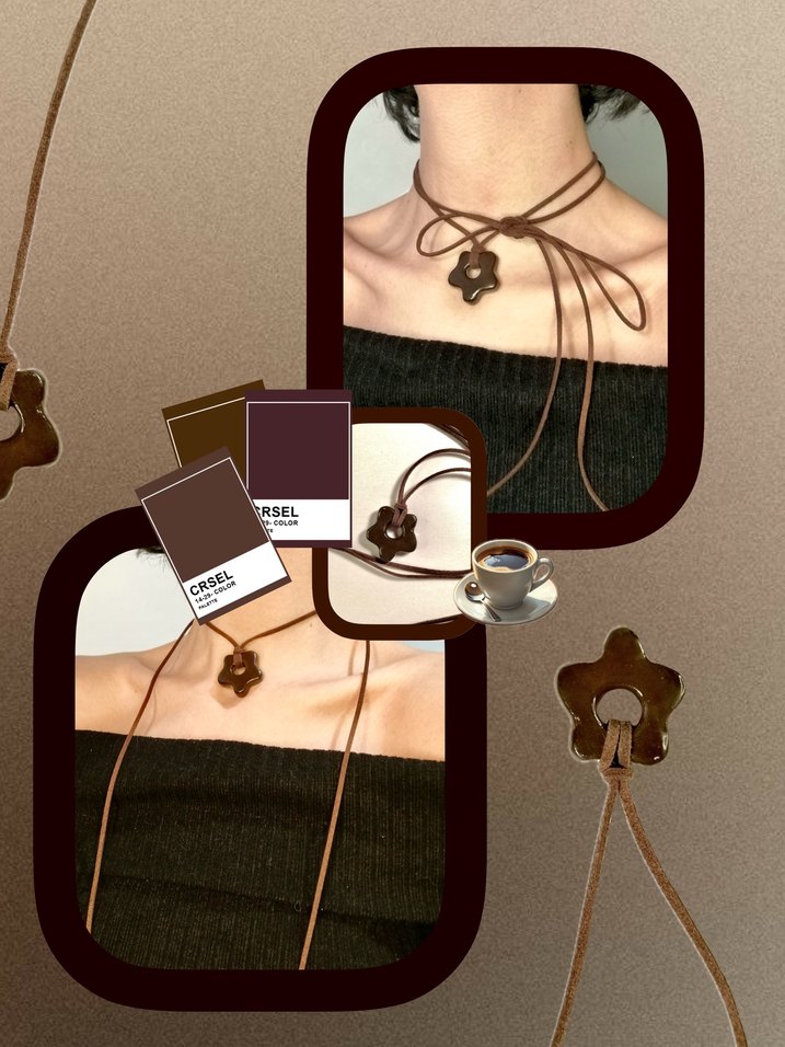 Kahverengi Bohem Kadın Kolye - Görsel 2