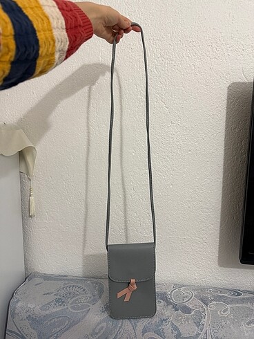  Beden gri Renk Mini Çapraz Çanta (Telefon Çantası)