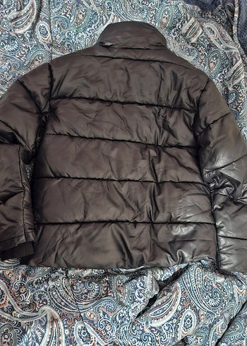 Siyah Deri Şişme Mini Ceket - Görsel 4