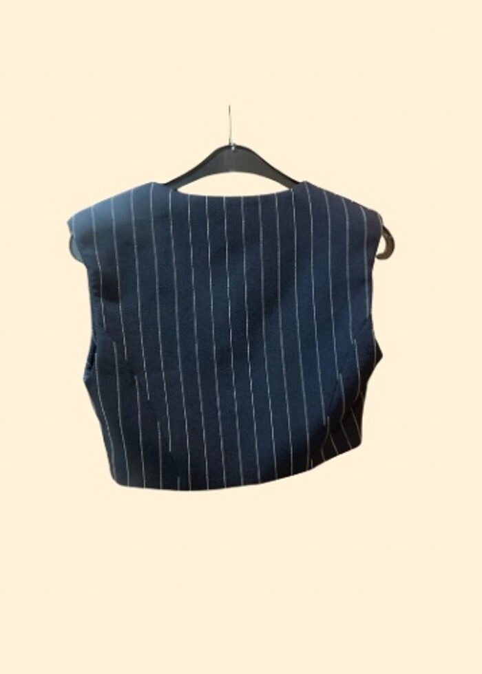 QUZU ÇİZGİLİ LACİVERT YELEK - Görsel 2