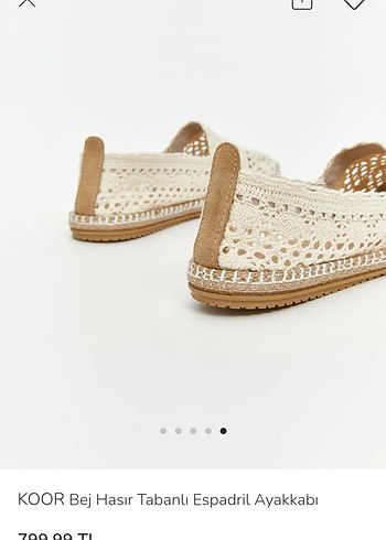 KOOR Bej Hasır Tabanlı Dantel Detaylı Espadril - Görsel 4