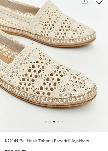KOOR Bej Hasır Tabanlı Dantel Detaylı Espadril - Görsel 2