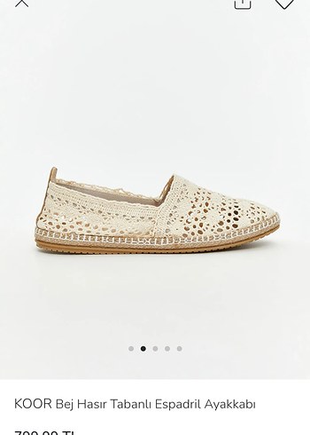 KOOR Bej Hasır Tabanlı Dantel Detaylı Espadril - Görsel 3