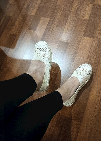 KOOR Bej Hasır Tabanlı Dantel Detaylı Espadril - Görsel 10