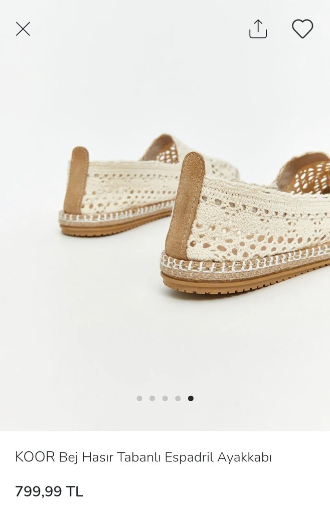 KOOR Bej Hasır Tabanlı Dantel Detaylı Espadril - Görsel 4