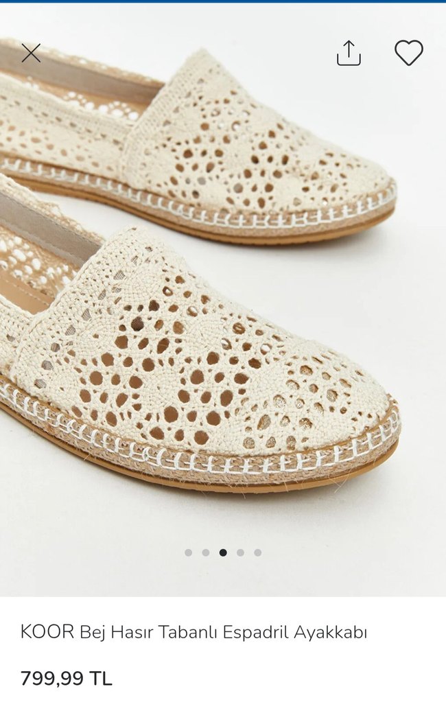 KOOR Bej Hasır Tabanlı Dantel Detaylı Espadril - Görsel 2