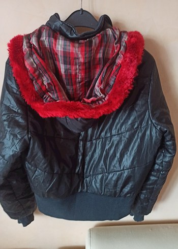 adil ışık  Siyah Kısa Kapüşonlu Kadın Kışlık mont - Görsel 5