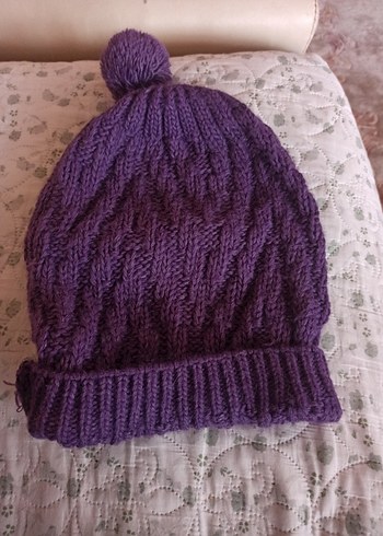 Mor Örgülü Kadın Bere - Görsel 2