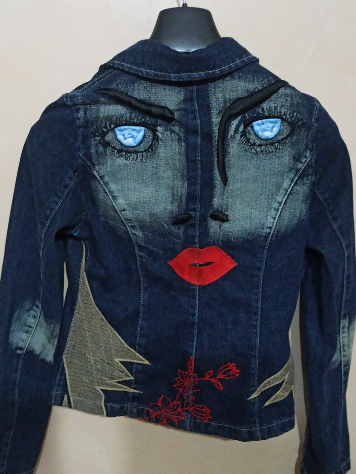 Düğmeli lacivert Kadın Denim Ceket - Görsel 5