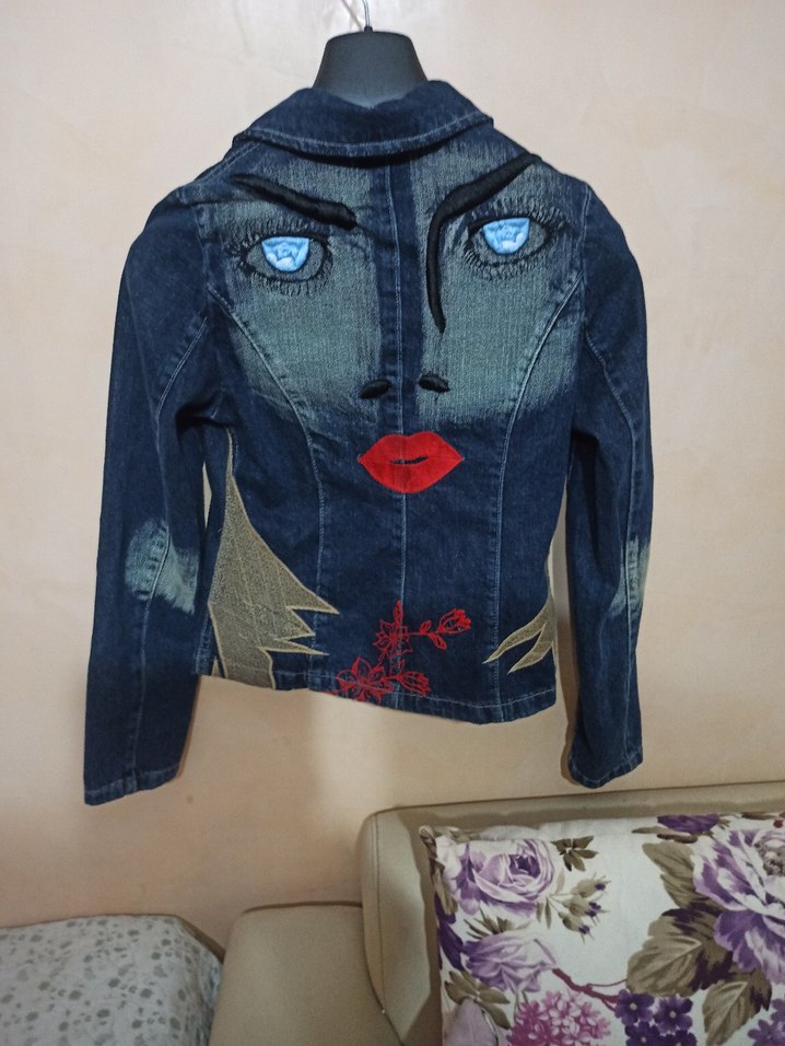 Düğmeli lacivert Kadın Denim Ceket - Görsel 4