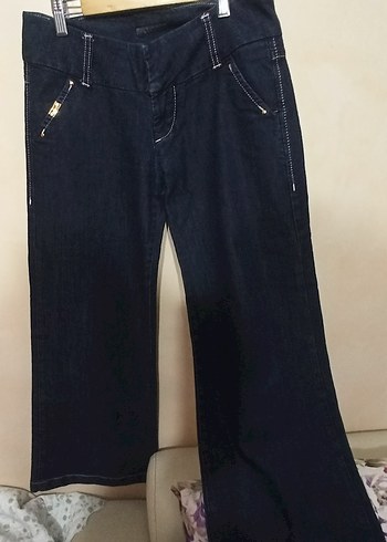 Gucci orijinal Lacivert Bol Kesim Midi Kot Pantolon - Görsel 2