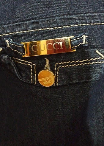 Gucci orijinal Lacivert Bol Kesim Midi Kot Pantolon - Görsel 4