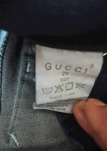 Gucci orijinal Lacivert Bol Kesim Midi Kot Pantolon - Görsel 7