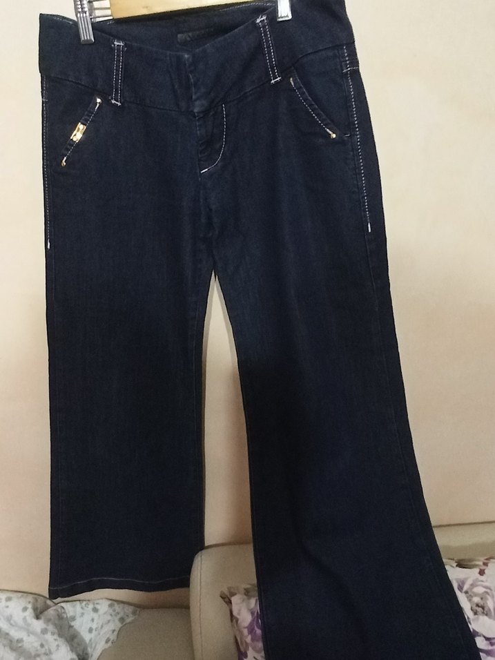 Gucci orijinal Lacivert Bol Kesim Midi Kot Pantolon - Görsel 2
