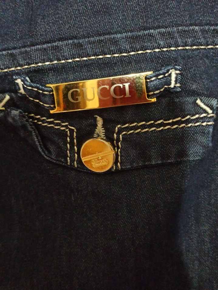 Gucci orijinal Lacivert Bol Kesim Midi Kot Pantolon - Görsel 4