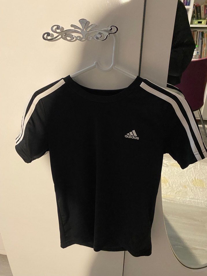 Unisex Siyah Kısa Kollu Adidas Tişört - Görsel 2