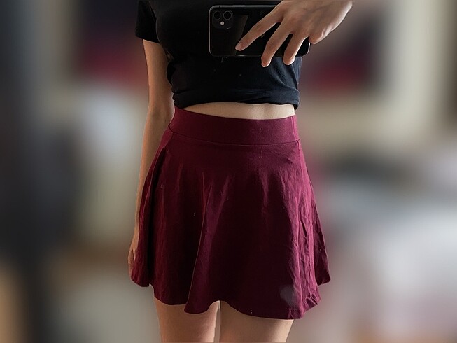 Bordo Pileli Etek
