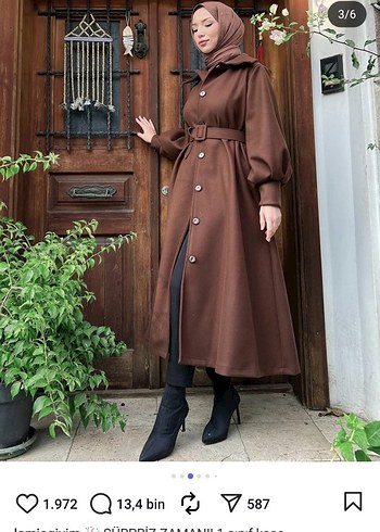 38 Beden Kadın kaşe Uzun Kemerli Trençkot