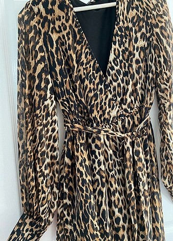 40 Beden Leopar Desenli Elbise