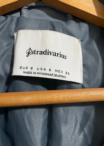 Stradivarius Açık mavi Deri Biker Ceket